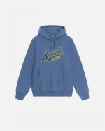 STUSSY SATIN PATCH OVERSIZED HOODIE BLUE