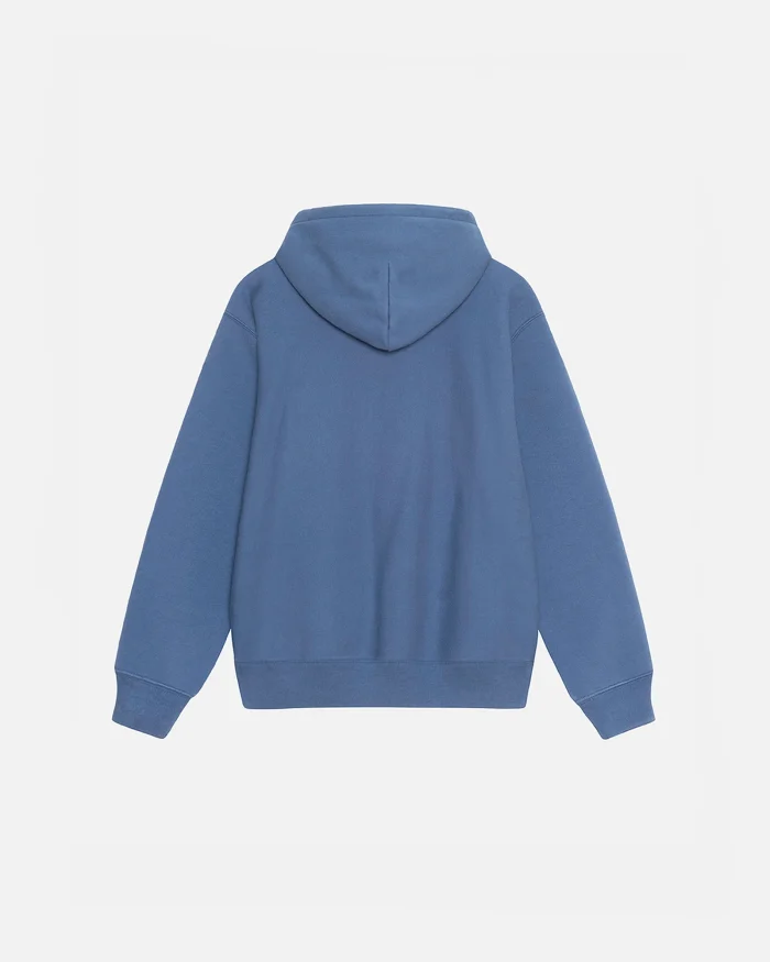 STUSSY SATIN PATCH OVERSIZED HOODIE BLUE