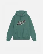 STUSSY SATIN PATCH OVERSIZED HOODIE GREEN