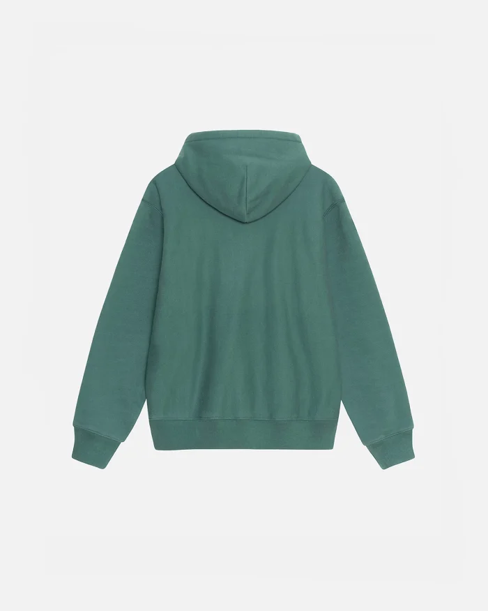STUSSY SATIN PATCH OVERSIZED HOODIE GREEN