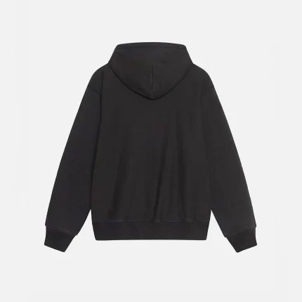 STUSSY SATIN PATCH OVERSIZED HOODIE BLACK