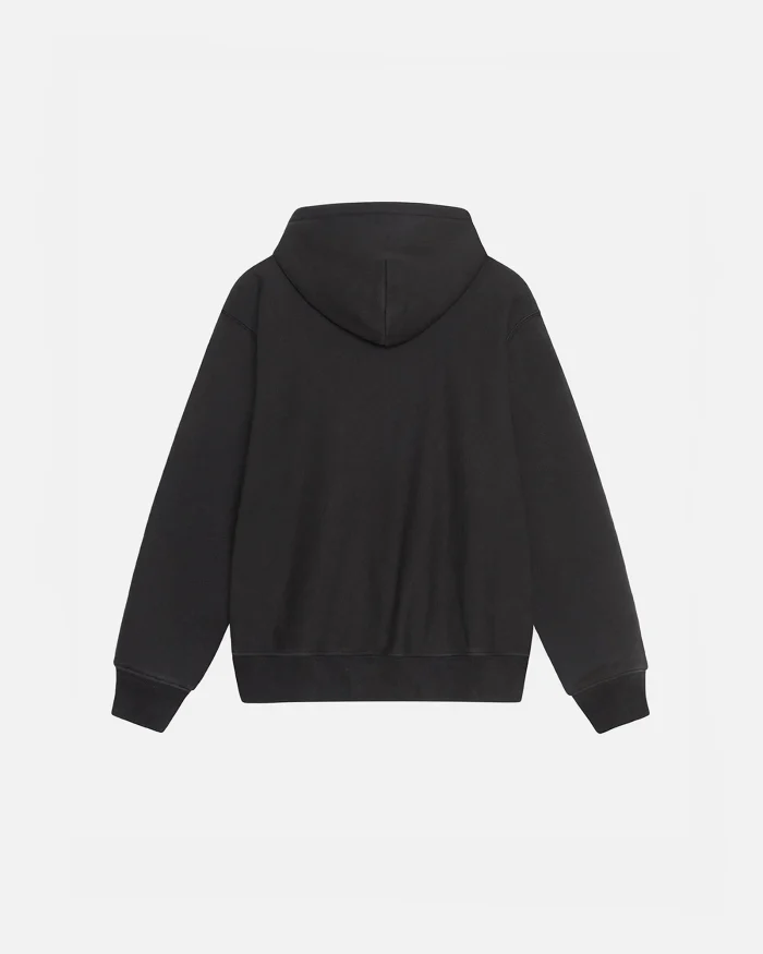 STUSSY SATIN PATCH OVERSIZED HOODIE BLACK