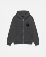8 BALL ZIP HOODIE PIGMENT DYED BLACK