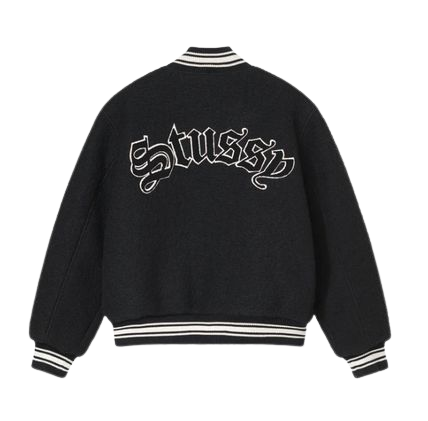 Stussy Black Aesthetic Varsity Jacket